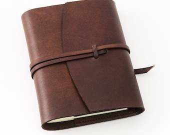 Refillable leather diary FRANCESCANO CON LACCIO size 6x8,5 inch - handmade in Italy