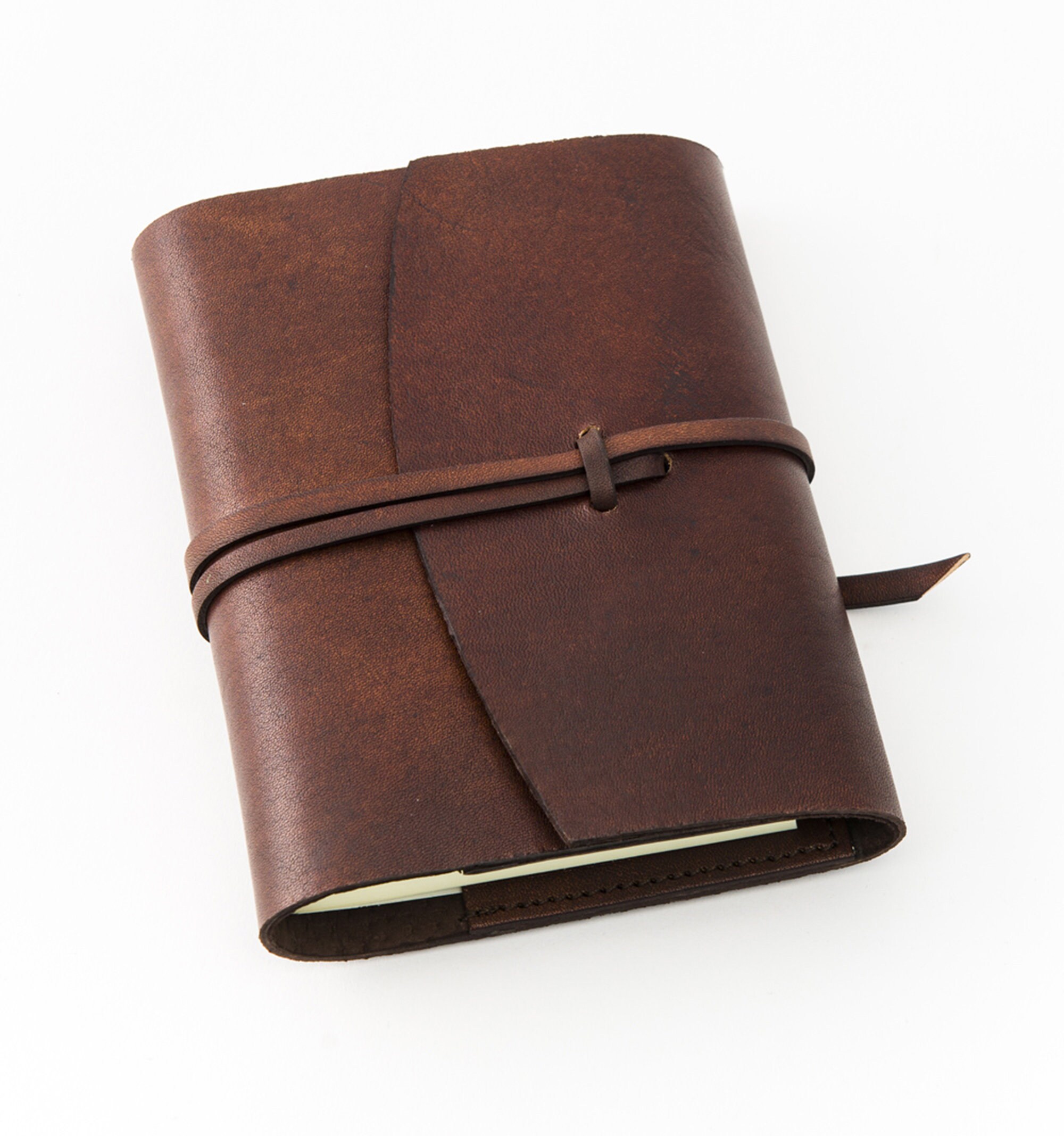 Refillable leather diary FRANCESCANO CON LACCIO size 6x8,5 inch - handmade in Italy