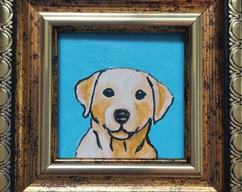 Framed Labrador Dog Painting: Original Hand-Painted Oil Portrait