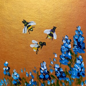 Bee Painting Bumblebee on Flower Painting Gold Framed Miniature ...