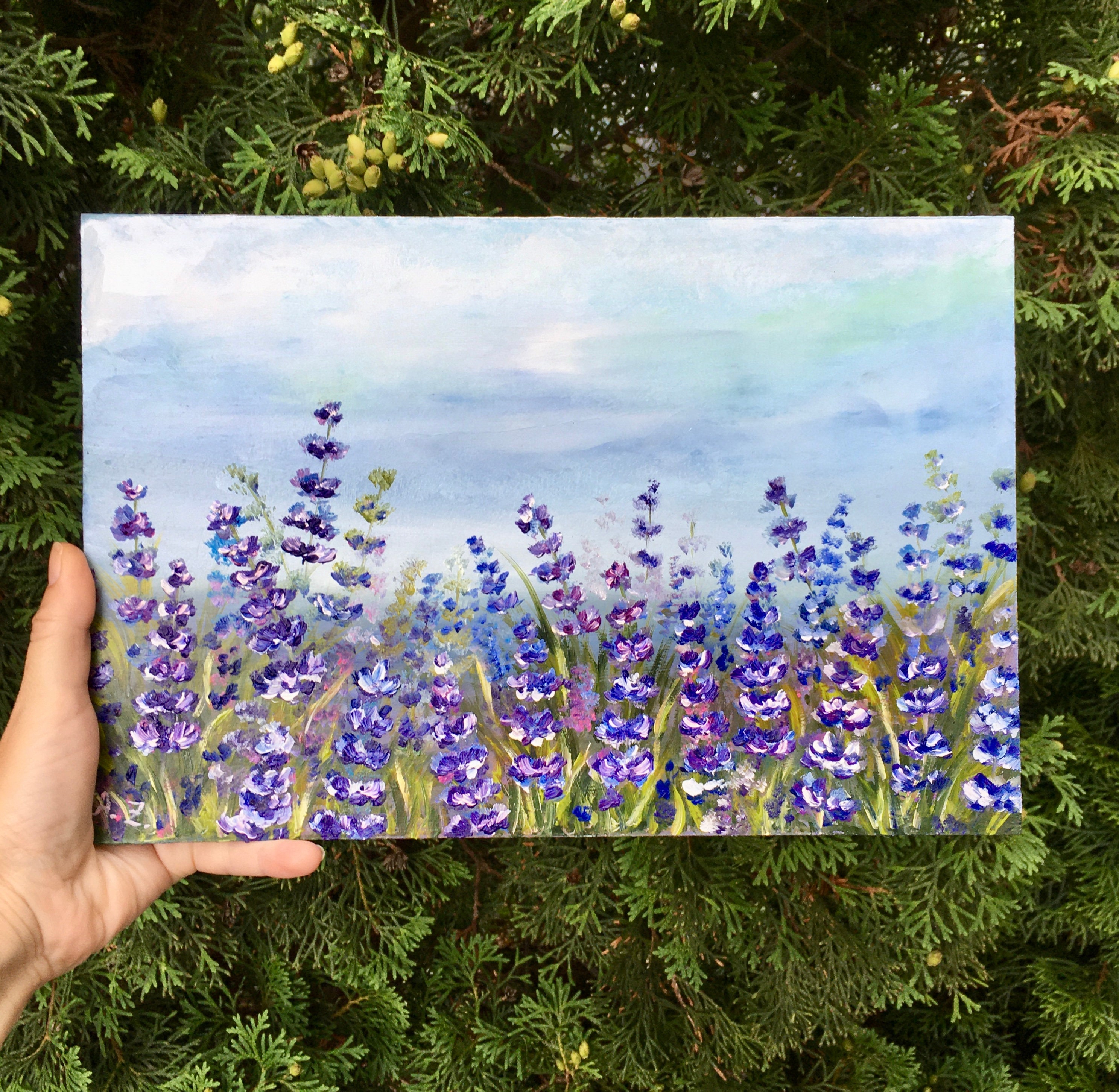 Lavender Original Painting lavender Artwork Floral Painting Etsy