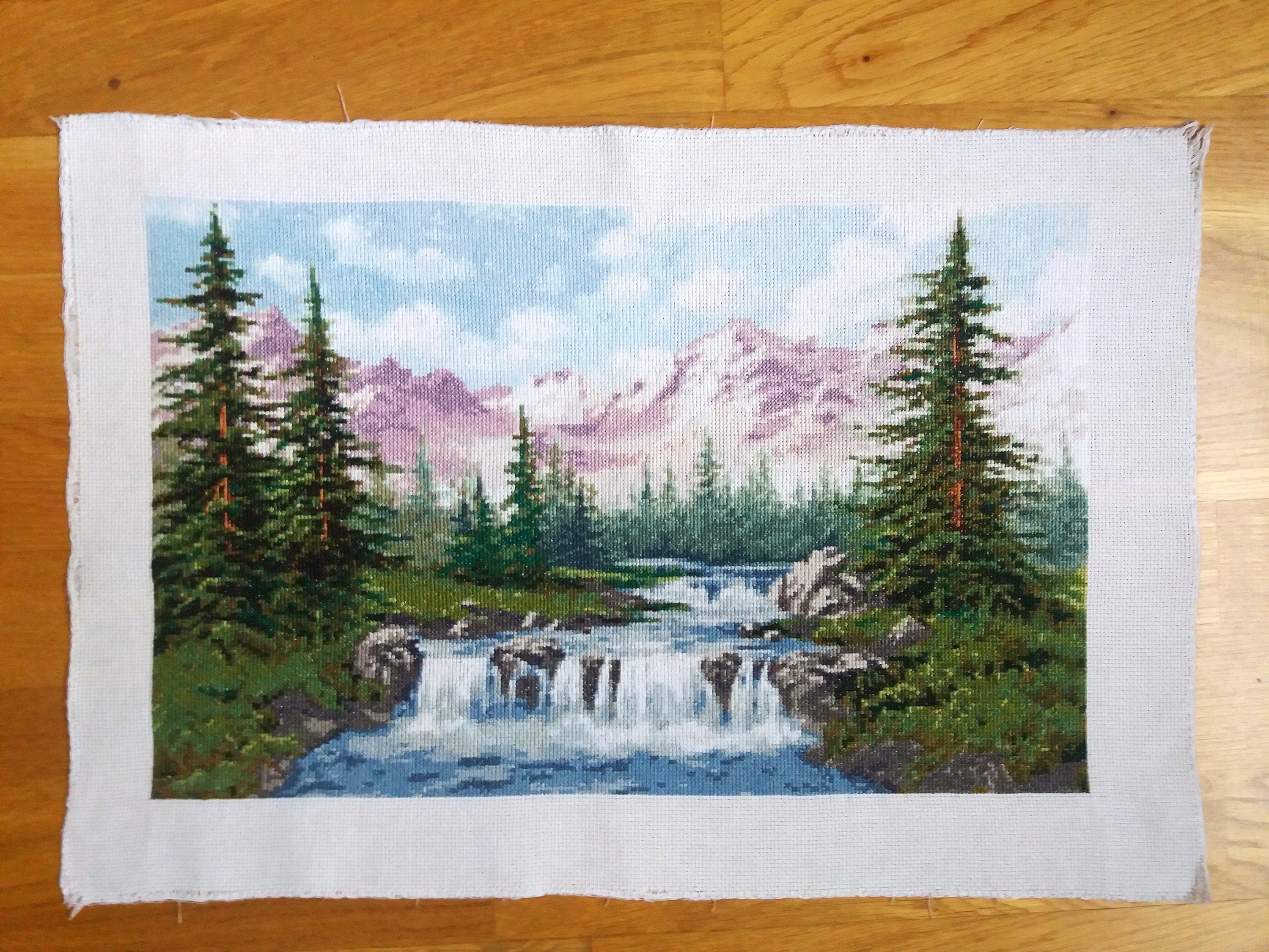 Handmade embroidered picture mountain landscape ainting a  etsy Handmade embroidered picture mountain landscape ainting a  etsy