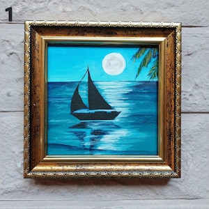 Sailboat Painting Original Boat Oil Painting Michigan Seascape Art Nautical  Painting