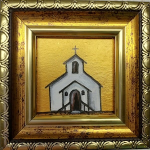 Church Painting Christian mini painting Golden Painting Framed Religious artwork
