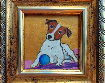 Jack Russell terrier portrait painting framed dog oil painting puppy painting Dog Portrait original art
