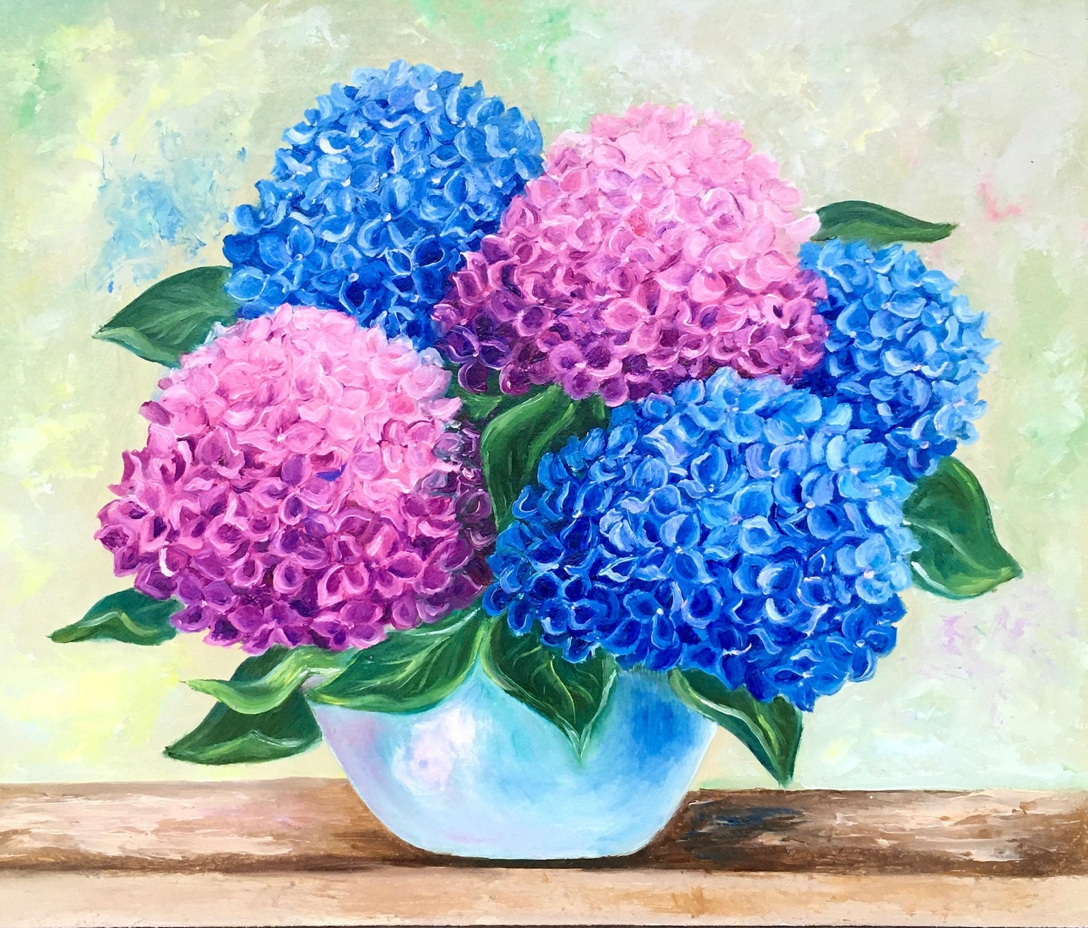 Hydrangea Painting Original Art Blue Hydrangea Artwork Floral Etsy