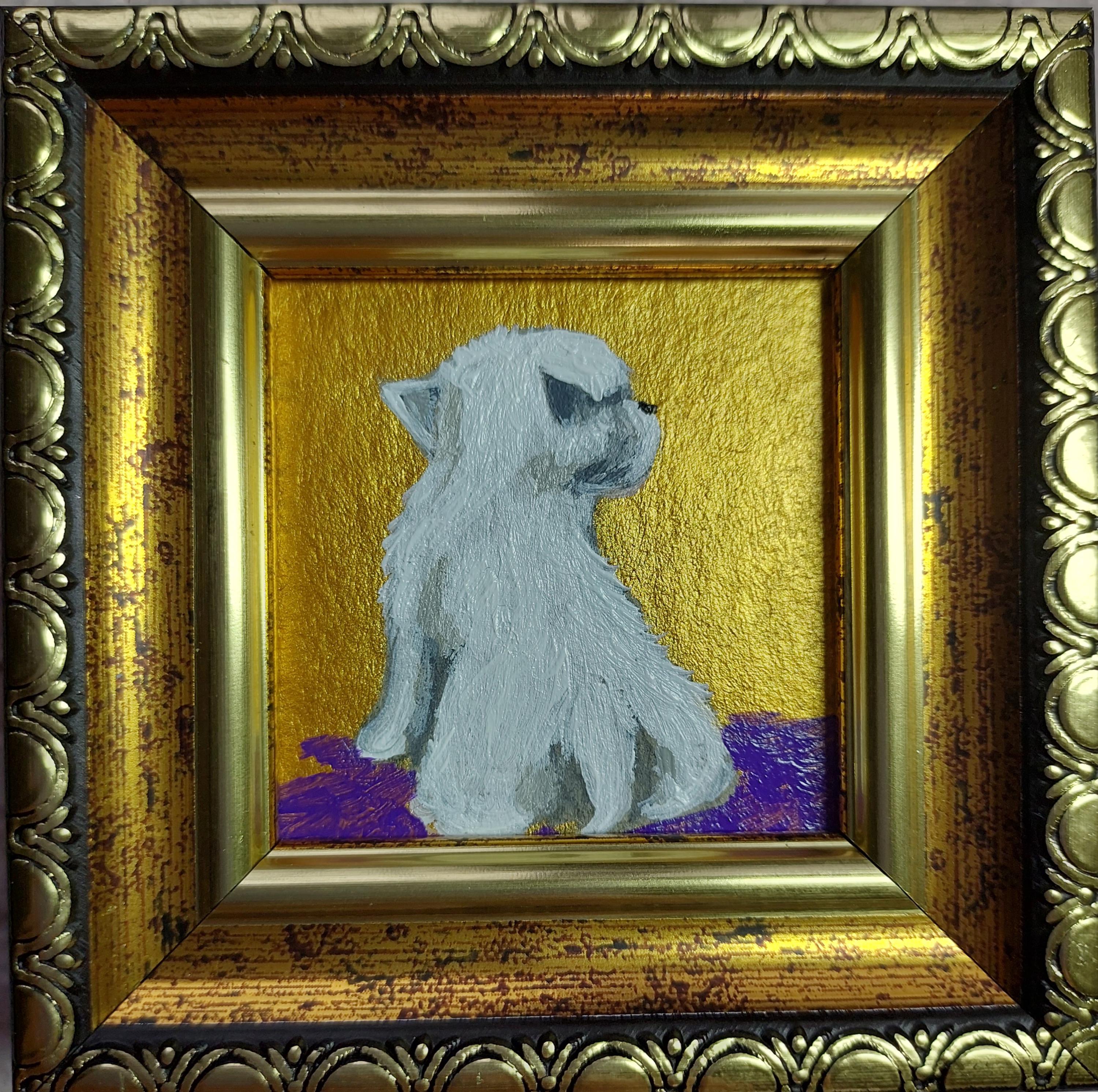 West Highland white terrier dog painting framed white dog oil painting puppy painting Dog Portrait original art
