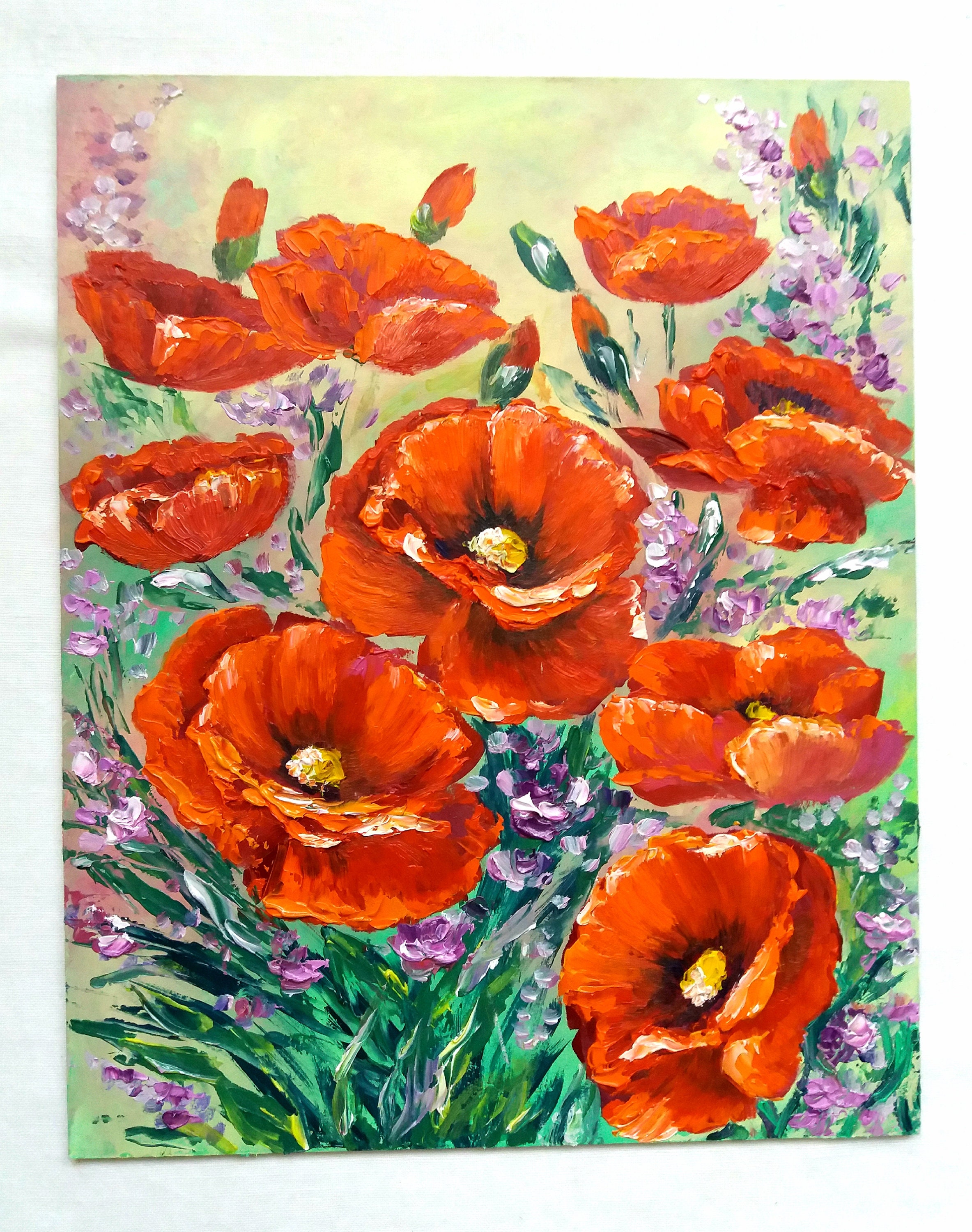 Poppy Painting Original Oil Artwork Field Poppies Flower | Etsy