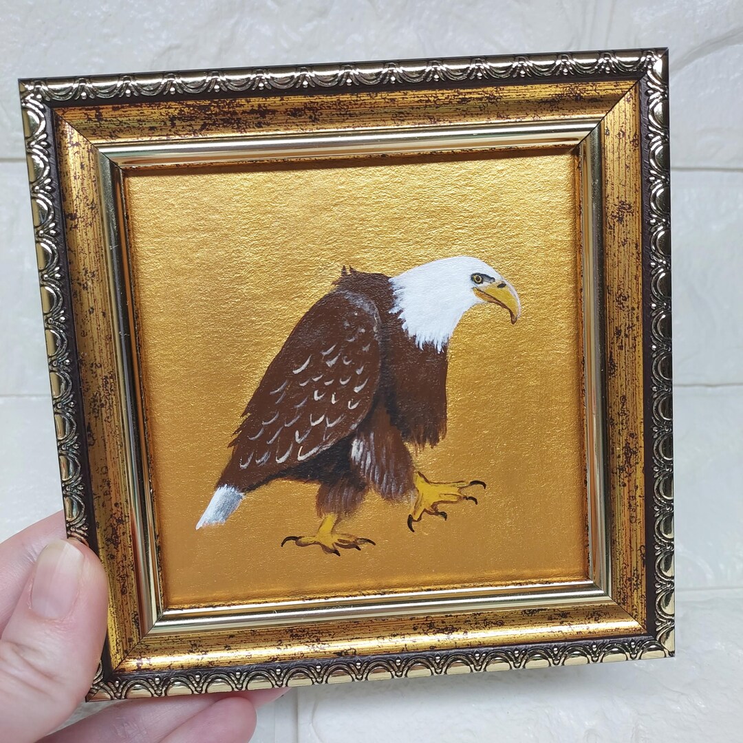 Framed Bald Eagle Oil Painting: Original Bird Portrait Art - Etsy