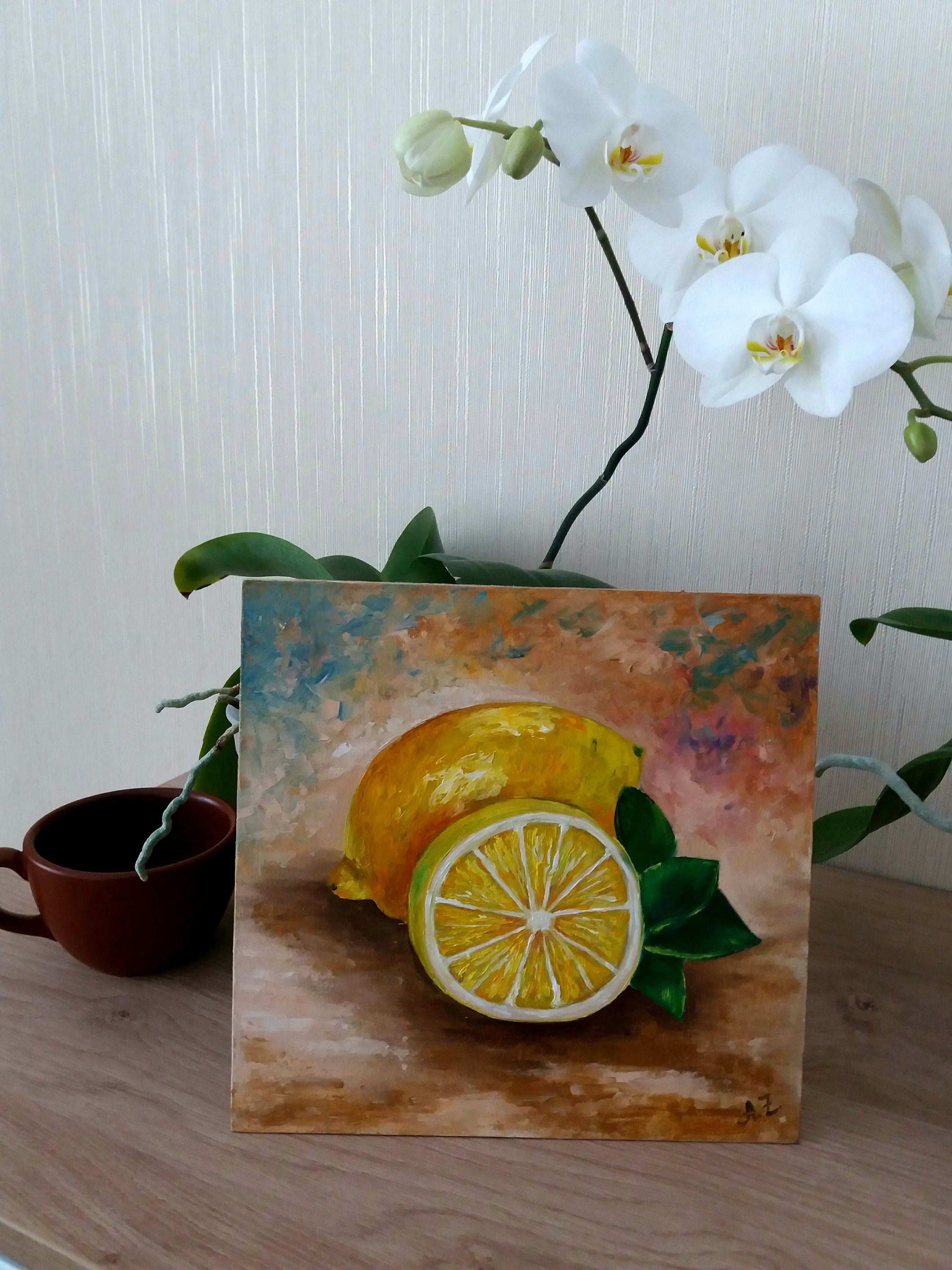 Zitrone Malerei Frucht Ölgemälde Zitrone Küche Kunst Impasto | Etsy