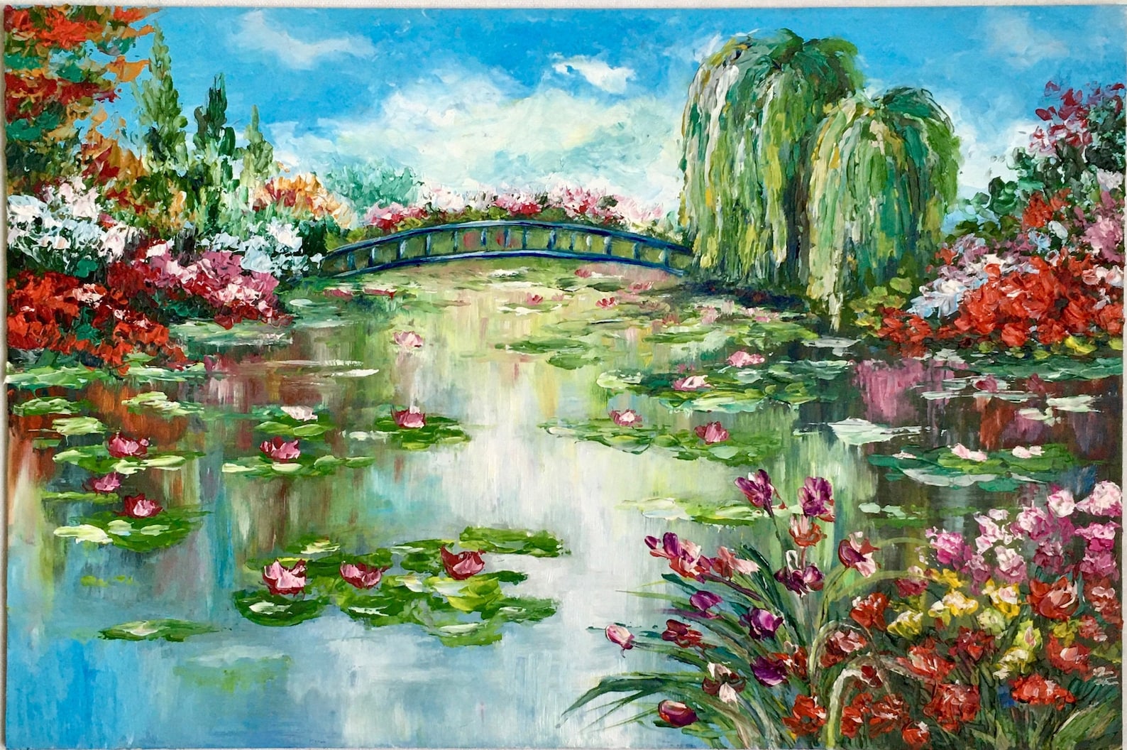 Teich Gemälde Seerose Original Kunst Lotus Impasto Ölteich Etsy