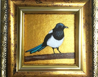 レア ☆ μTemps with Magpie Modular panel 中古 Hand Painted Single Magpie to Sit on a Door Corner. - Etsy
