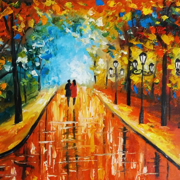 Autumn Painting Landscape park Trees painting Original Oil Painting colorful painting artwork by Anna Zubtsova