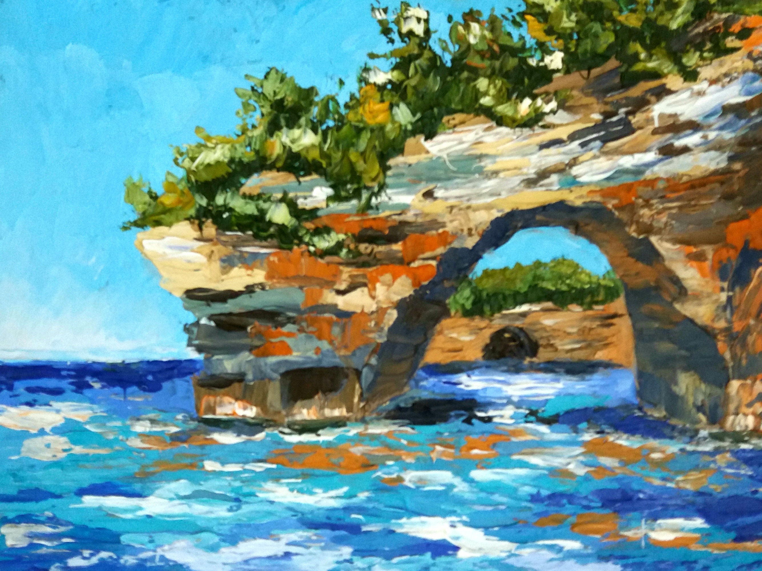 Pictured Rocks Lake Michigan Original Art National Lakeshore Etsy