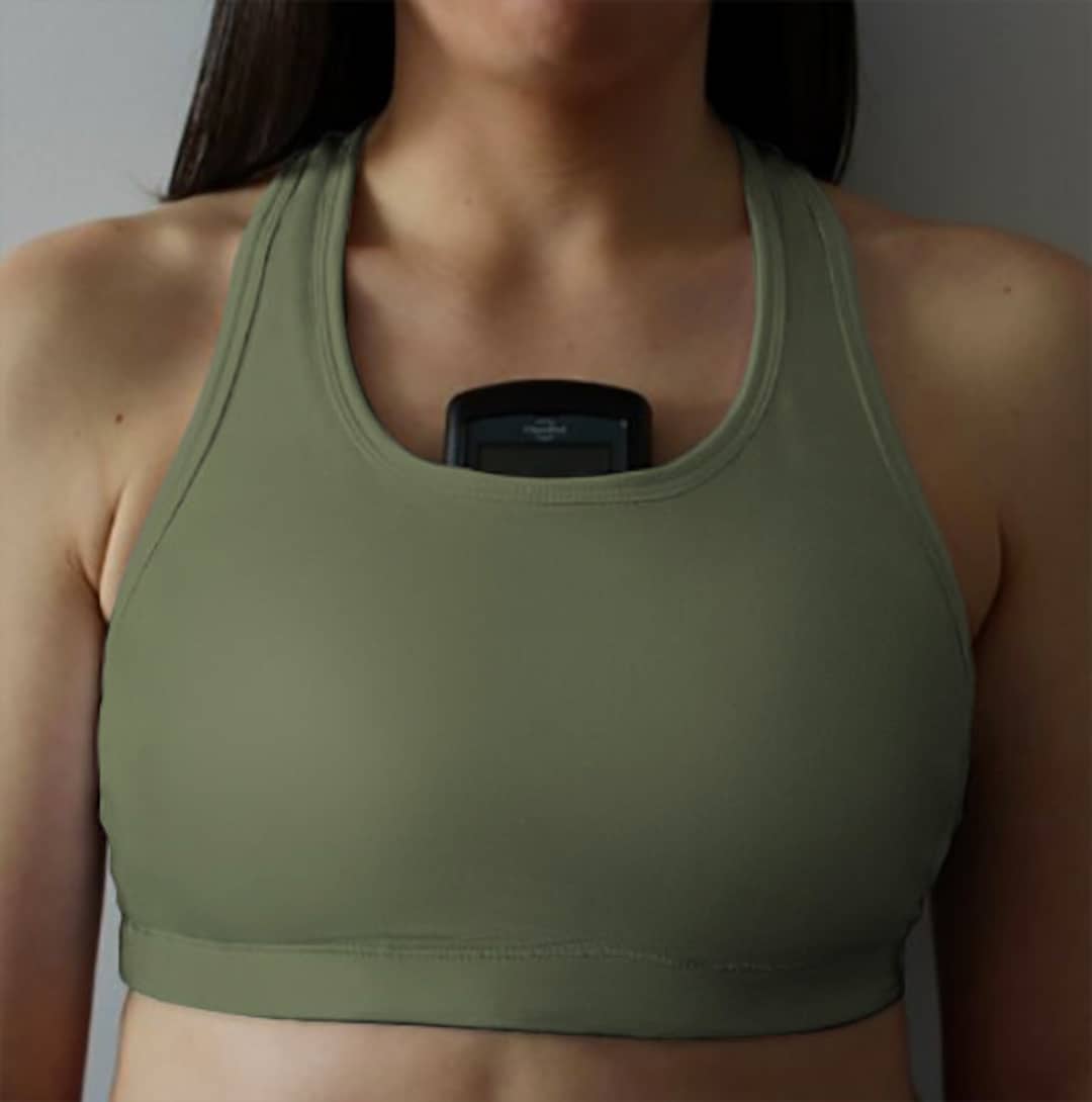Olive Green Sports Bra With Inside Pocket for Diabetes and Travel Etsy