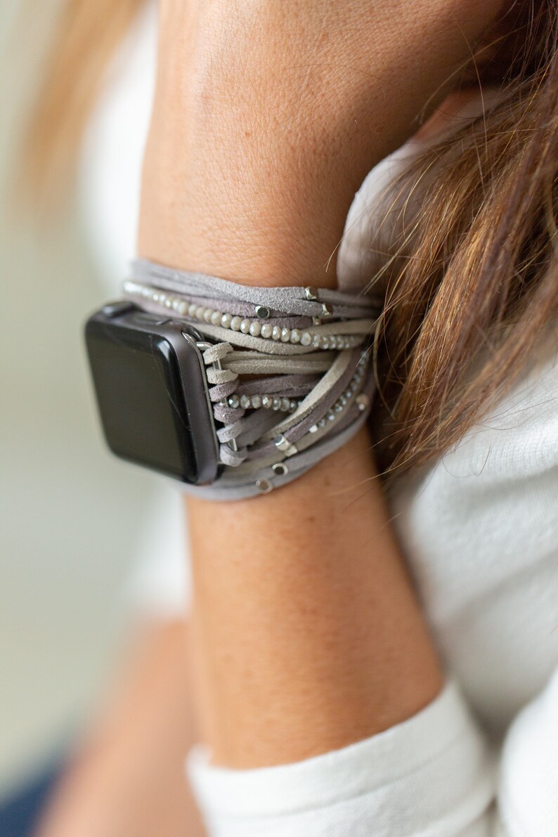 Apple Watch Band Grey Gray Suede Wrap Apple Watch Band Etsy Denmark