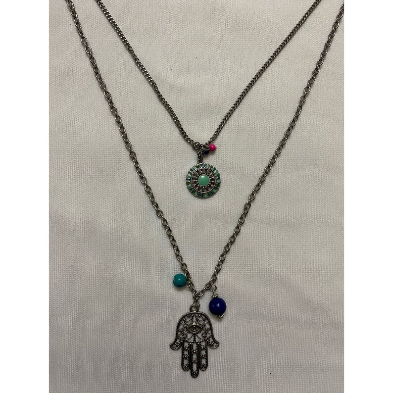 their eye handmade oxidised necklace floral pendant good luck vibes|beautiful colours|perfect gift for her|statement necklace hand motif