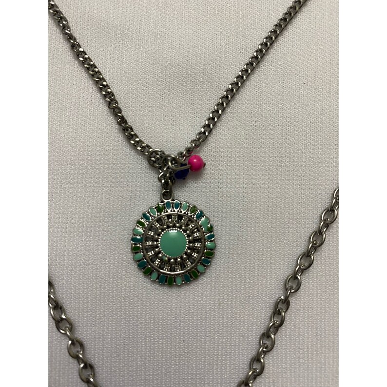 their eye handmade oxidised necklace floral pendant good luck vibes|beautiful colours|perfect gift for her|statement necklace hand motif