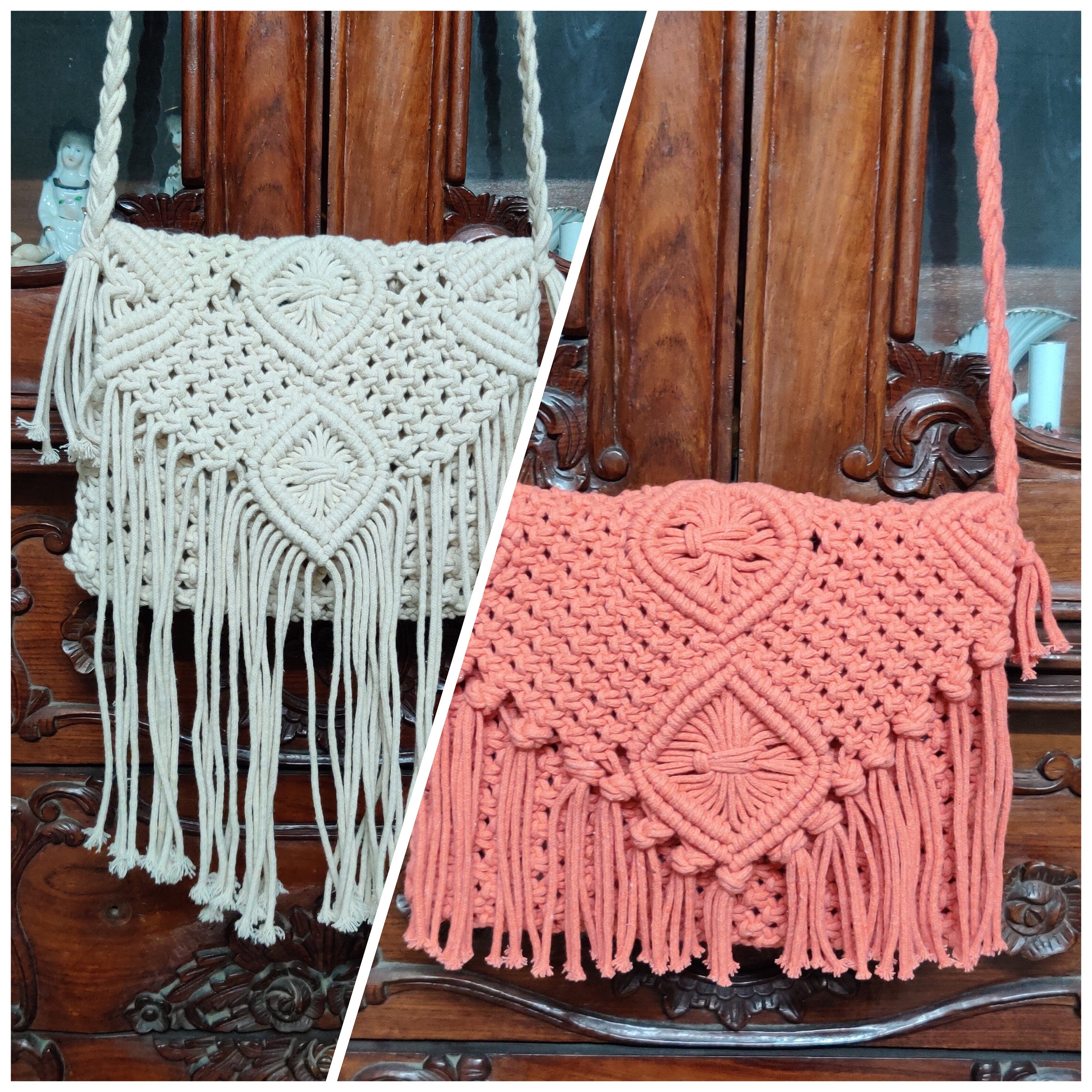 Beautiful rope yarn crochet purse crossbody shoulder bag Etsy