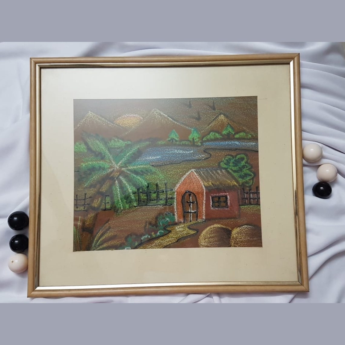 Beautiful Scenic Oil Pastel Drawing on Sandpaper High Quality Etsy