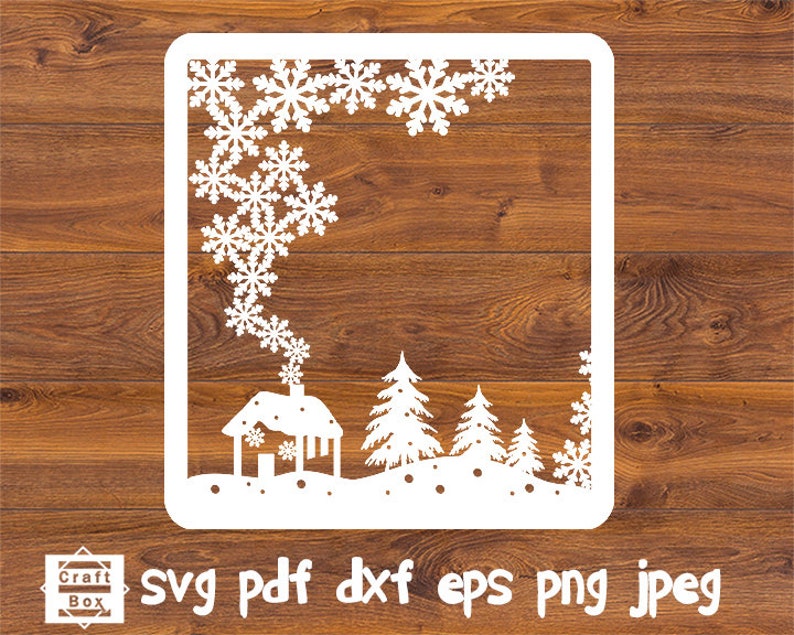 Christmas Card Svg Christmas Scene Svg Winter Scene Svg Christmas Postcard Christmas Svg Christmas Cut File Christmas Silhouette Templates Craft Supplies Tools Delage Com Br