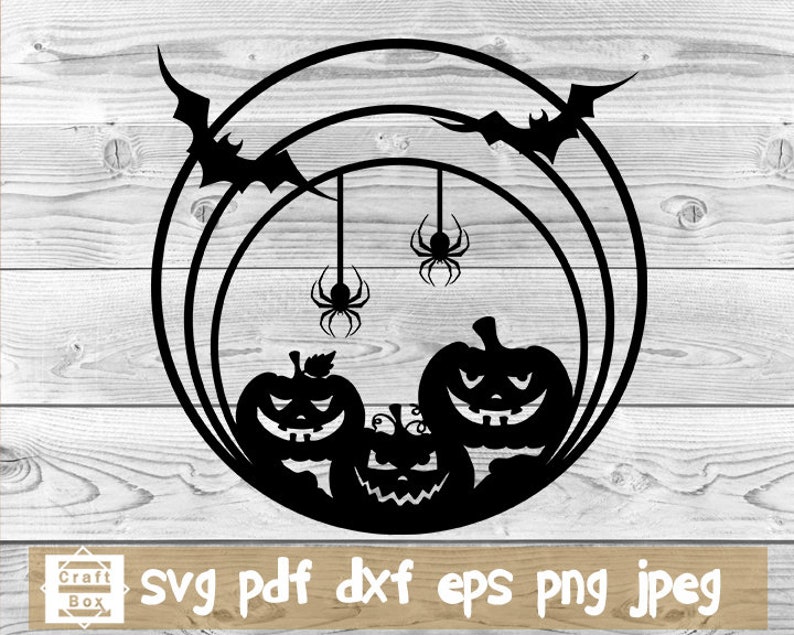 Download Halloween scene with pumpkins in circle svg halloween svg ...