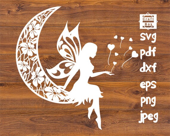 Fairy in the moon svg romantic svg fantasy svg fairy svg | Etsy