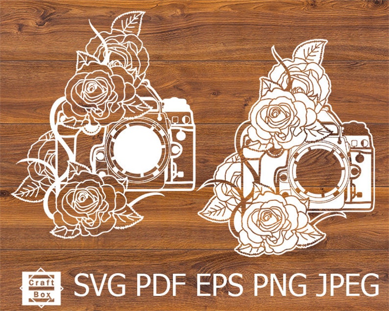 Camera svg paper craft svg camera cut file wall decal camera clipart wall stickers svg shirt camera stencil svg floral camera svg