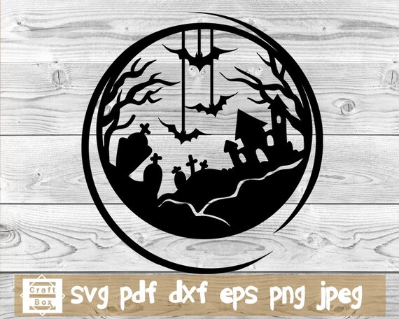 Download Scary Graveyard Svg Halloween Scene Svg Halloween Circle Etsy