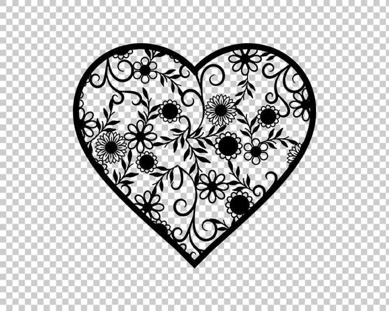 Download Heart of flowers svg heart svg heart stencils heart | Etsy