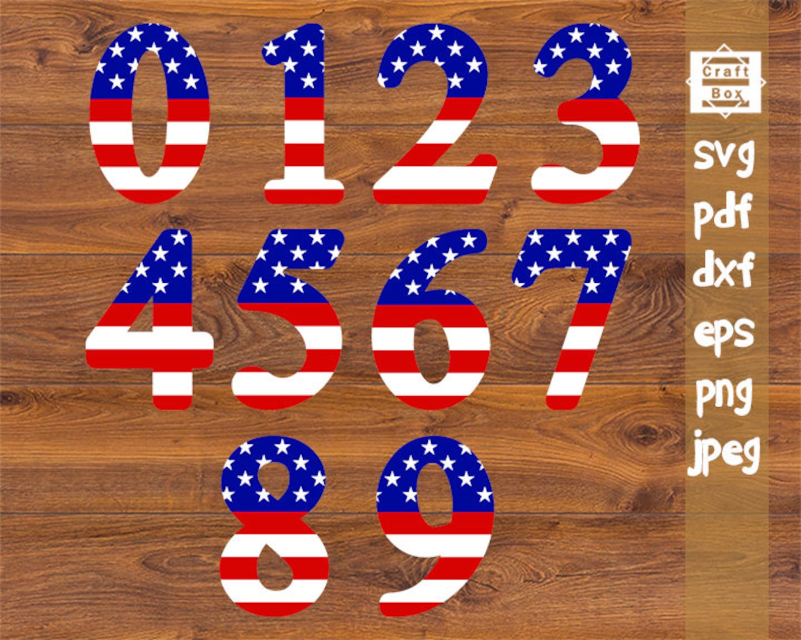 American flag numbers svg numbers stencil numbers set svg | Etsy