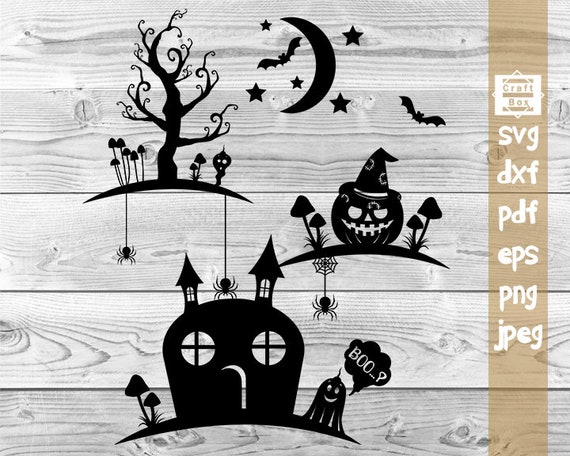 Download Halloween Scene Window Sticker Halloween Design Svg Etsy