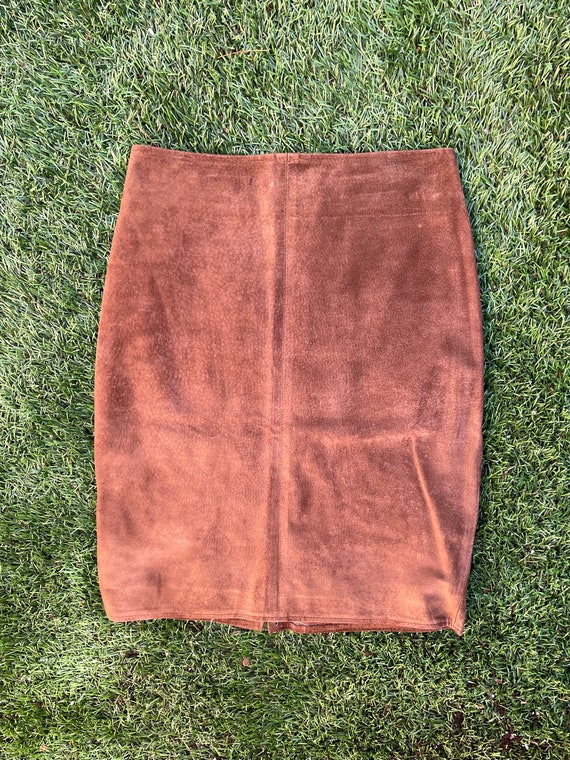 Vintage Brown Suede Skirt - image 2