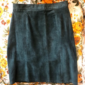 90’s Forest Green Suede Pencil Skirt