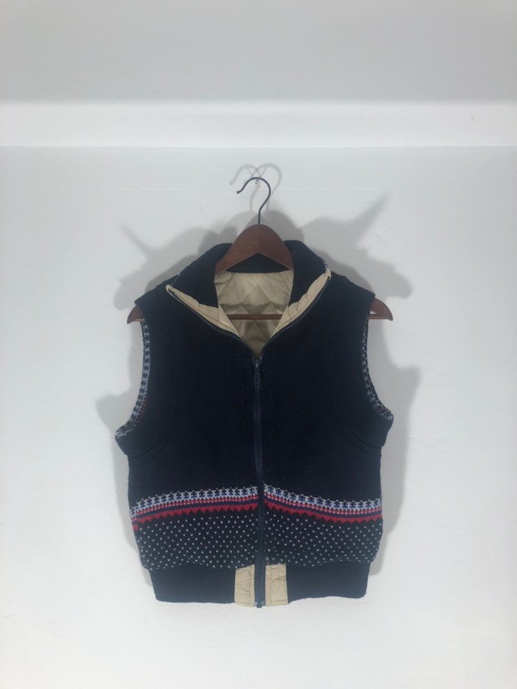 トップス 70s oneoffgood condition reversible VEST 70s Reversible Outerwear Vest - Etsy Canada