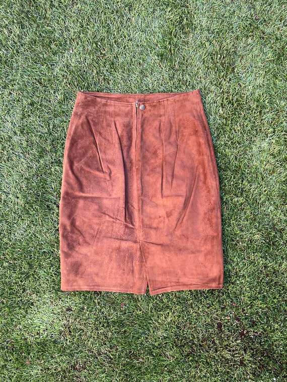 Vintage Brown Suede Skirt - image 1