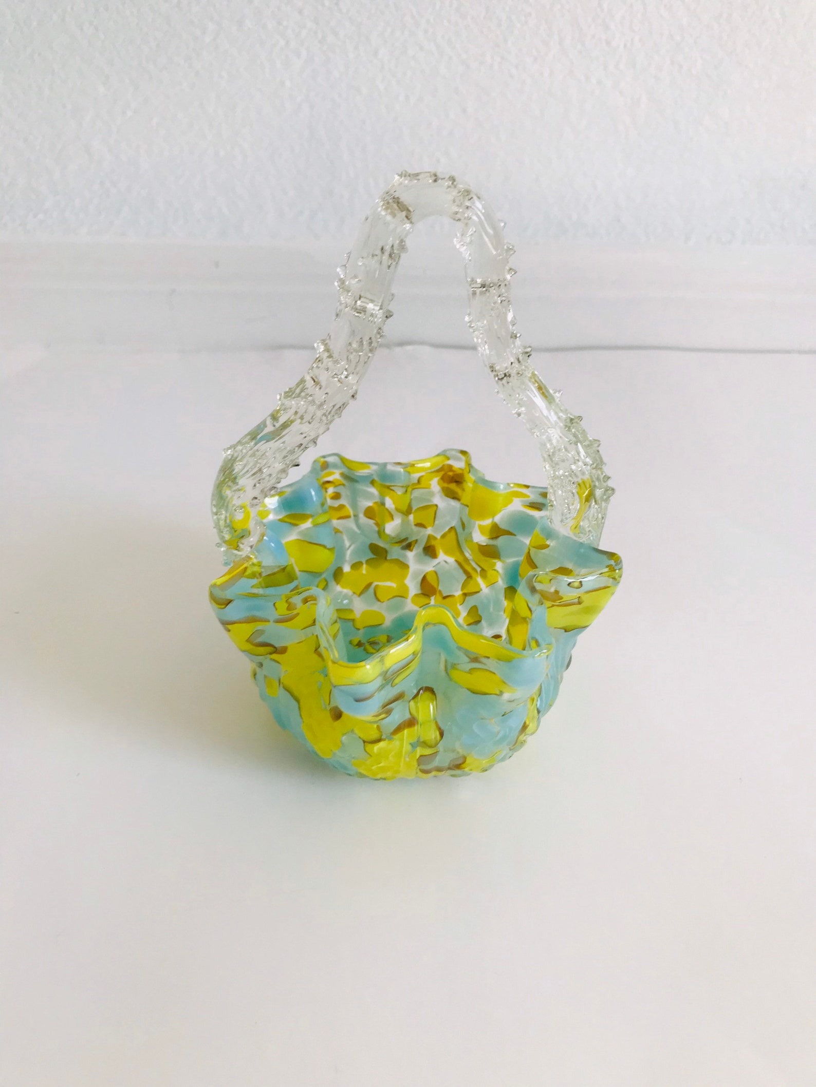 Hand Blown Glass Vintage Candy Basket Etsy