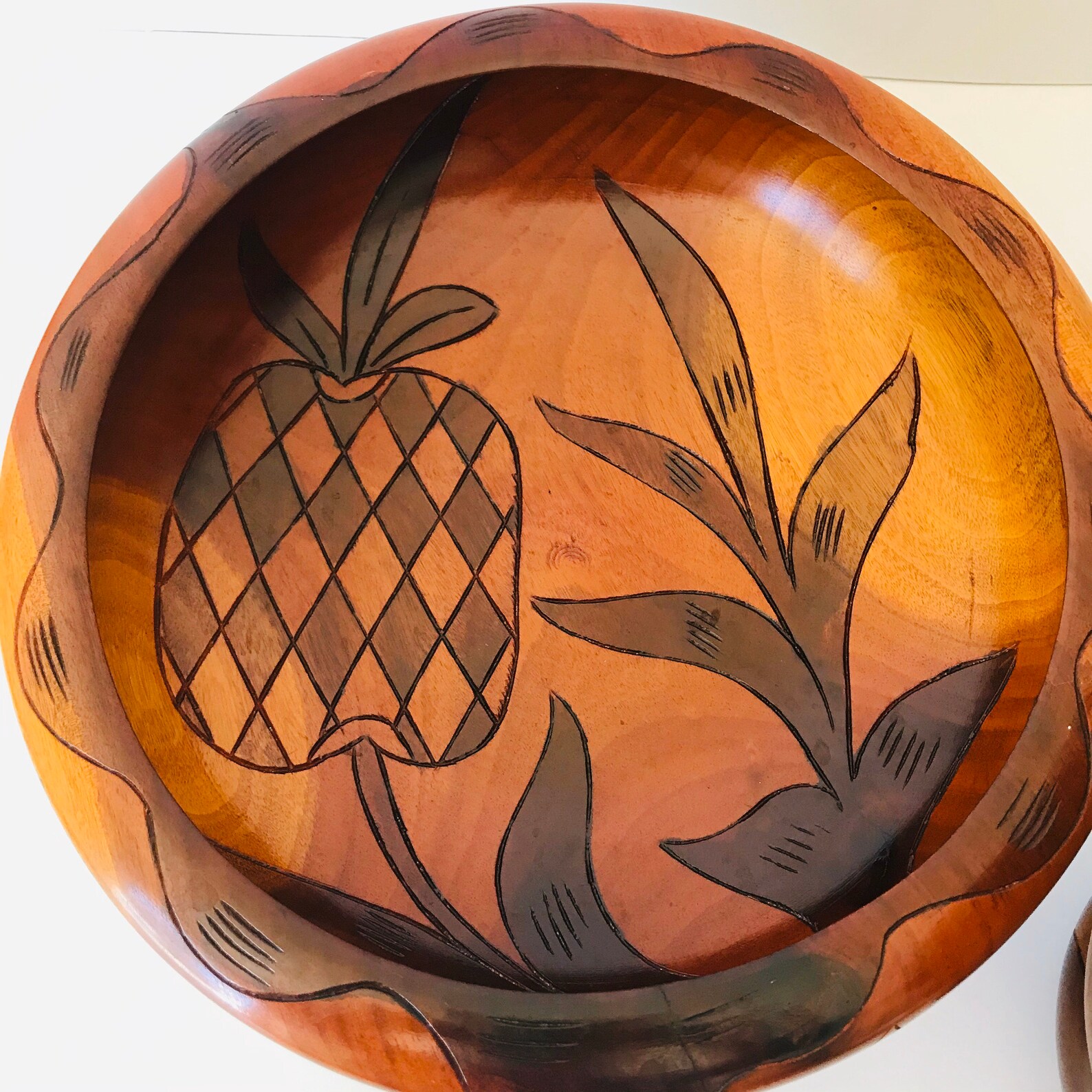 Wooden Vintage Carvedtiki Salad Bowl Set of 7. Etsy