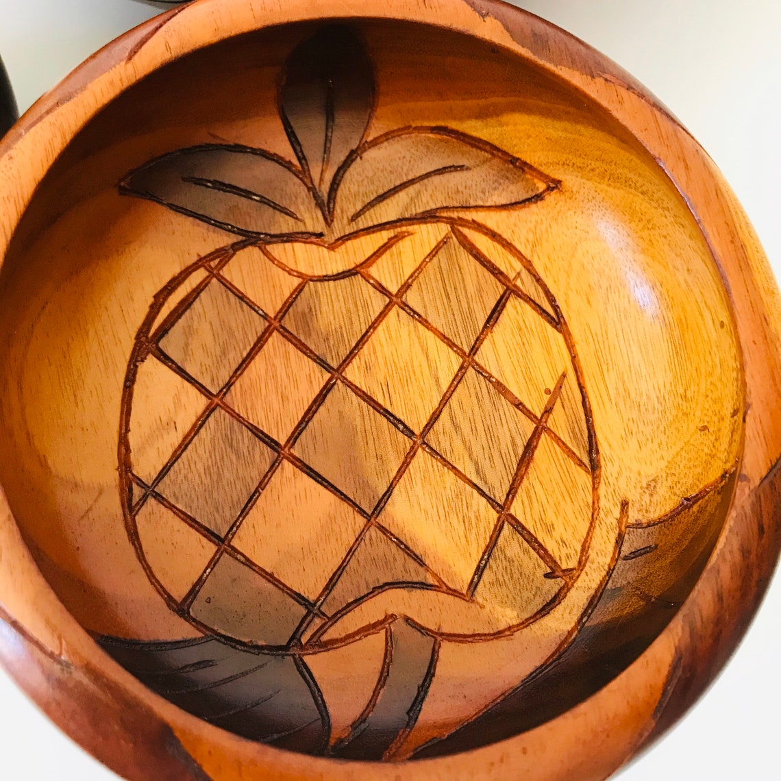 Wooden Vintage Carvedtiki Salad Bowl Set of 7. Etsy