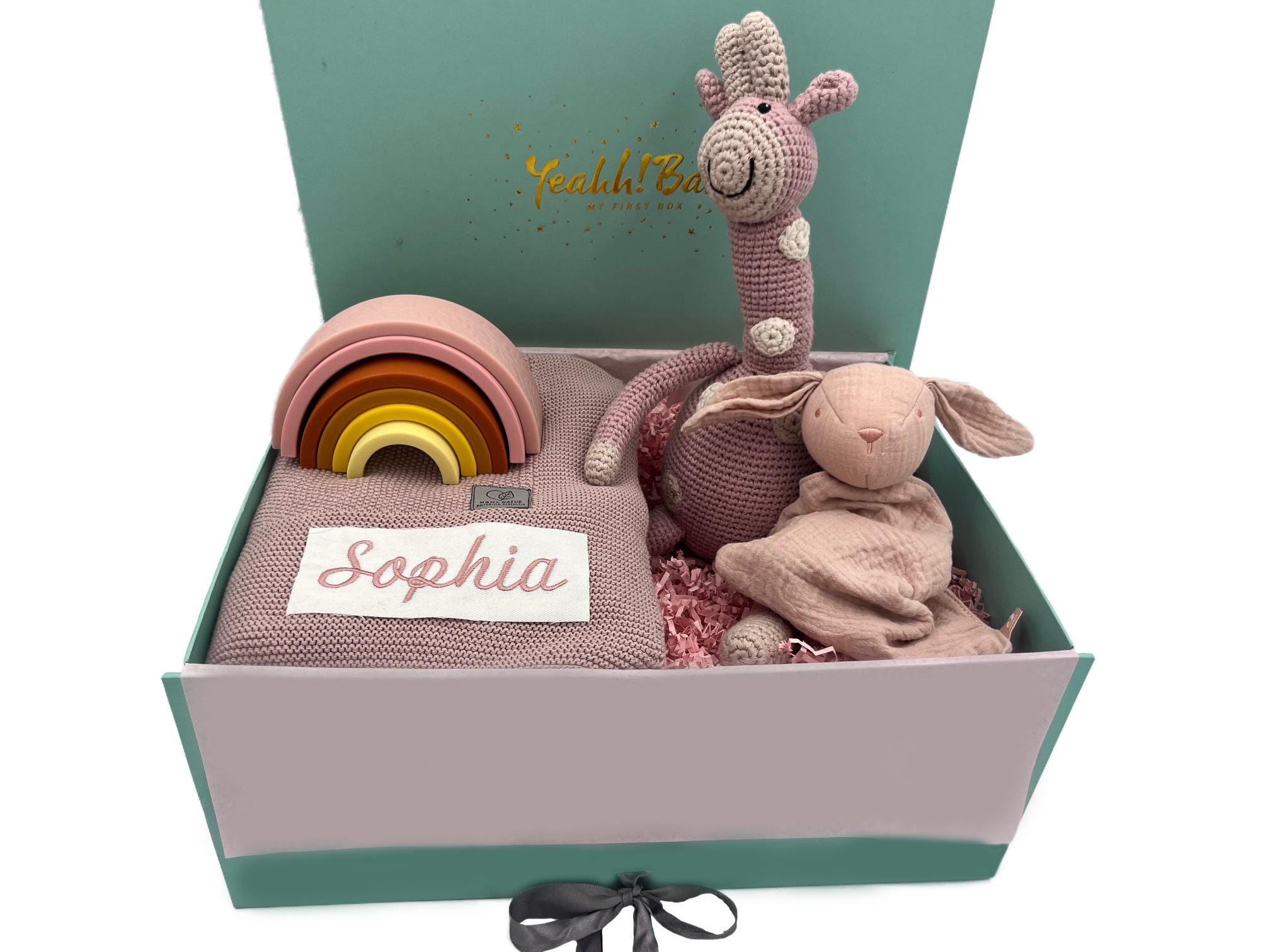 Cute gift for baby girl in exclusive box with blanket with name
