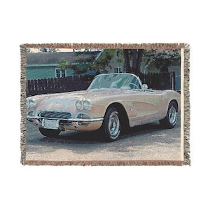 Vintage Car Woven Blanket | Cozy Throw for Car Lovers, Perfect Gift for Birthdays and Anniversaries, Retro Home Decor