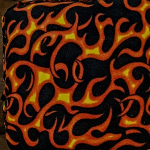 Motor Cycle Flames Fleece No Sew/ No Knot Pillow
