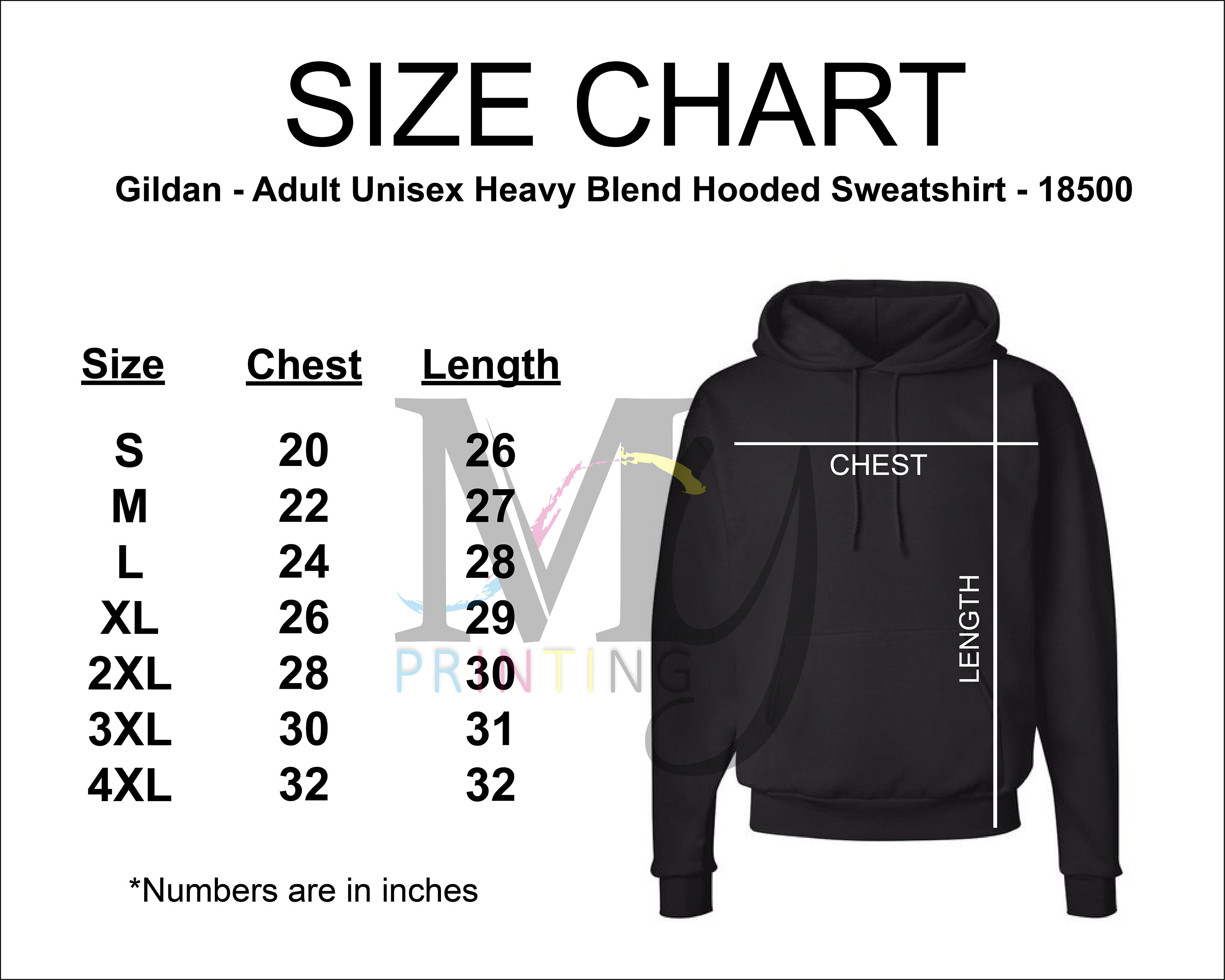 Gildan 18600 Size Chart Zip Up Hoodie Sizing Chart G186 ...