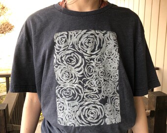 Succulent Handprinted Lino Block Print Graphic Shirt