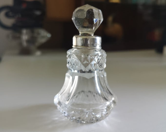 Antique Lesser & Sons Ltd. London- Birmingham Silver With  Crystal Top Perfume Bottle Ca. 1914