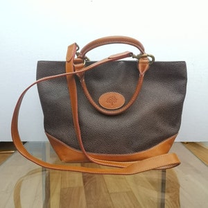 Vintage Mulberry Scotch Grain Leather Handbag Brandy Black Tote Purse Bag