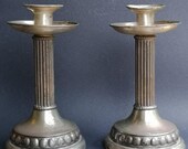 Antique Louis XVI Style Pair Of Silver Plate Fist Candlesticks Circa 1780 1790
