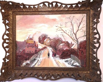 After Camille Pissarro's (1830-1903) 'Fox Hill Upper Norwood', Original Oil On Canvass Board Signed, Circa 1960's