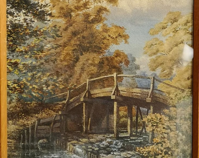 19th Century British Impressionist Pastel Painting "The Old Roman Bridge New Forest"  Ca. 1880