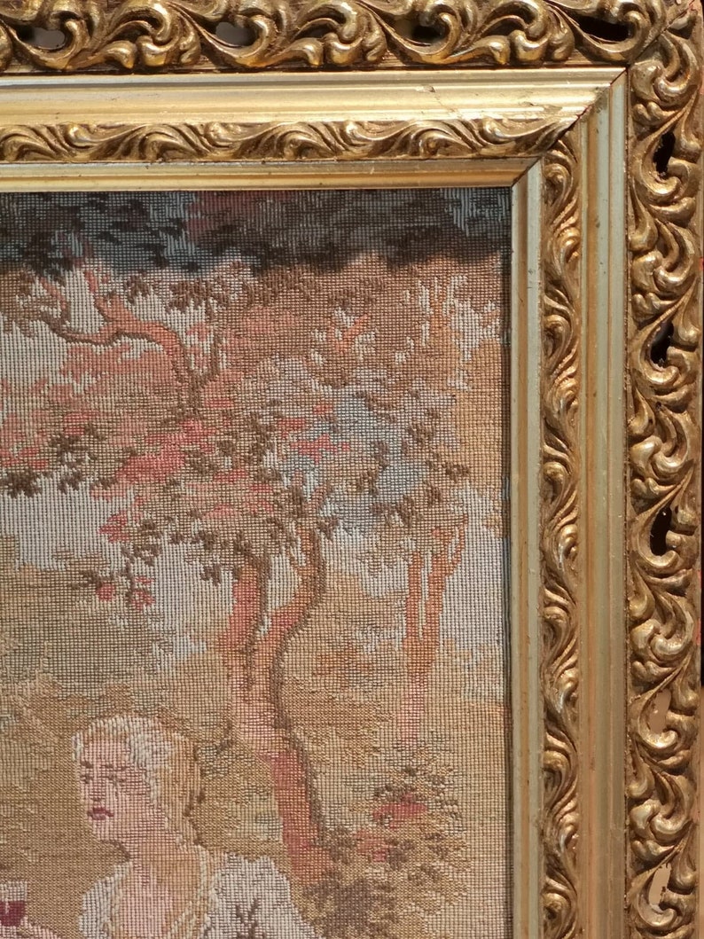 A 19th Century French Needlework Silk Picture in Gilded Frame Etsy UK